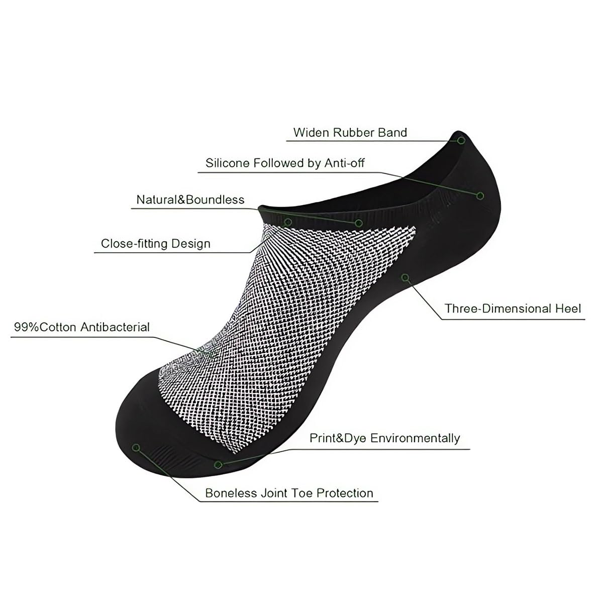 Faustine No Show Socks Ankle Low Cut Socks for Mens or Womens, Non Slip, 8 Pairs (8 Pairs (Black), L/XL(US Men Shoes Size 10-14)) - Medaid International