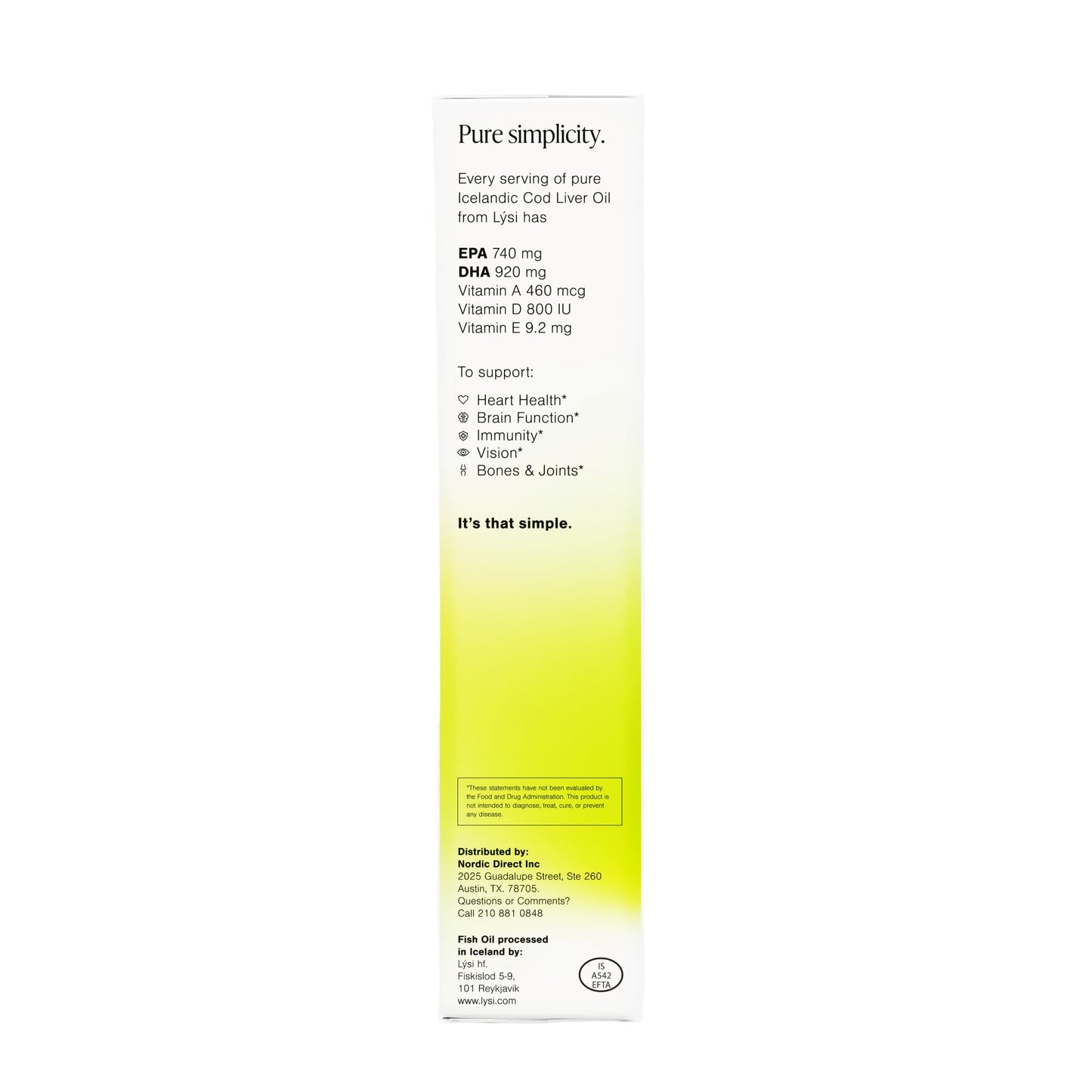 Lysi Cod Liver Oil, Omega-3 Supplement,1660mg EPA & DHA Per Serving, Plus Vitamins A,D,E, Sustainably Sourced 100% Wild Icelandic Cod, Natural Lemon, GMP Certified, 8.12 FL oz, 24 Servings - Medaid International