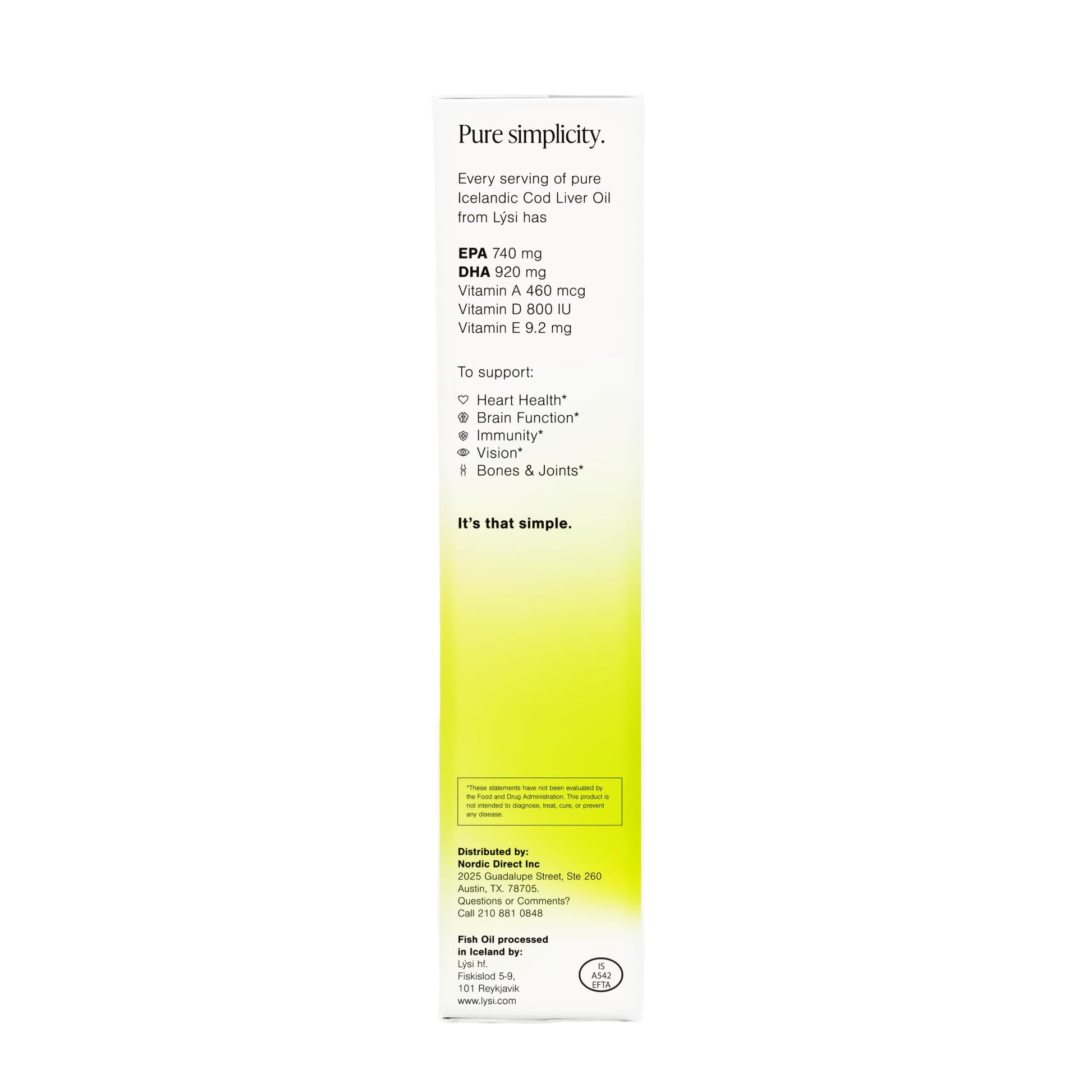 Lysi Cod Liver Oil, Omega-3 Supplement,1660mg EPA & DHA Per Serving, Plus Vitamins A,D,E, Sustainably Sourced 100% Wild Icelandic Cod, Natural Lemon, GMP Certified, 8.12 FL oz, 24 Servings - Medaid International