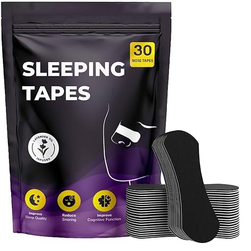 Click to see full view 30 Pcs Nasal Tape for Sleeping | Anti-Snoring & Enhanced Breathing for Sleep & Exercise | Strong Adhesion & Pain-Free Sleeping Tape | 30Pcs Nose Tape(Black)