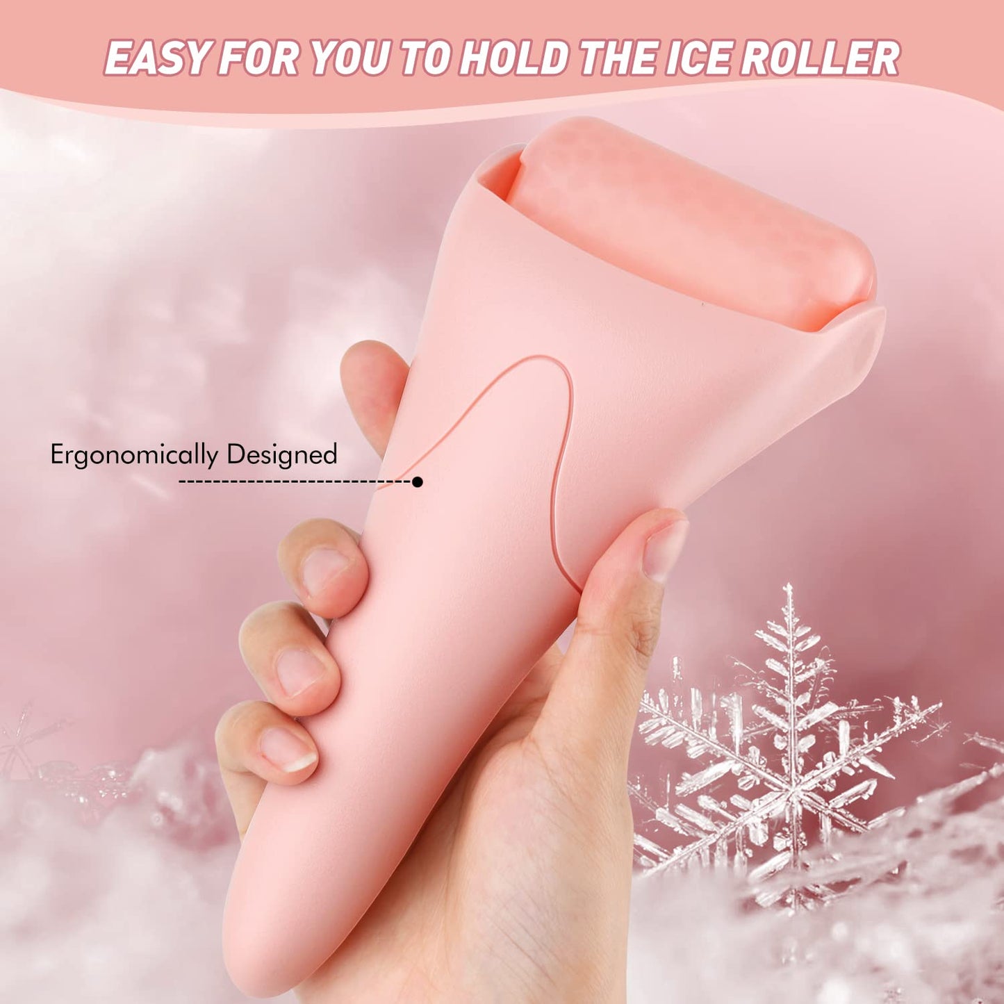 Fronnor Ice Roller for Face,Eyes,Women Gifts Idea,Therapeutic Cooling to Tighten Brighten Complexion and Reduce Wrinkles,Massager Under Eye Puffiness,Migraine and Pain Relidf (Pink) - Medaid International