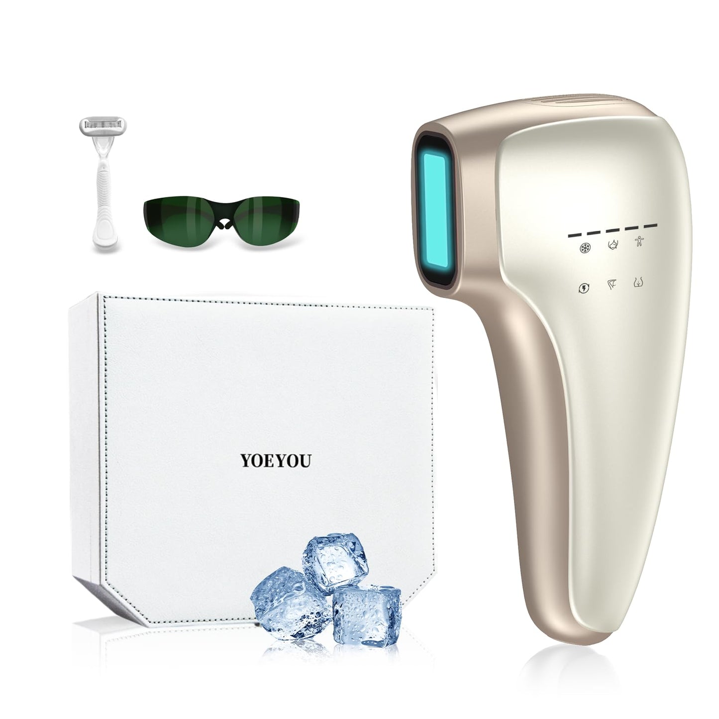 Painless IPL Laser Hair Removal for Women & Men, 39°F Sapphire Ice Cooling Technology, At-Home Laser Hair Removal Device for Face, Armpits, Legs, Bikini & Whole Body, Long-Lasting Results - Medaid International