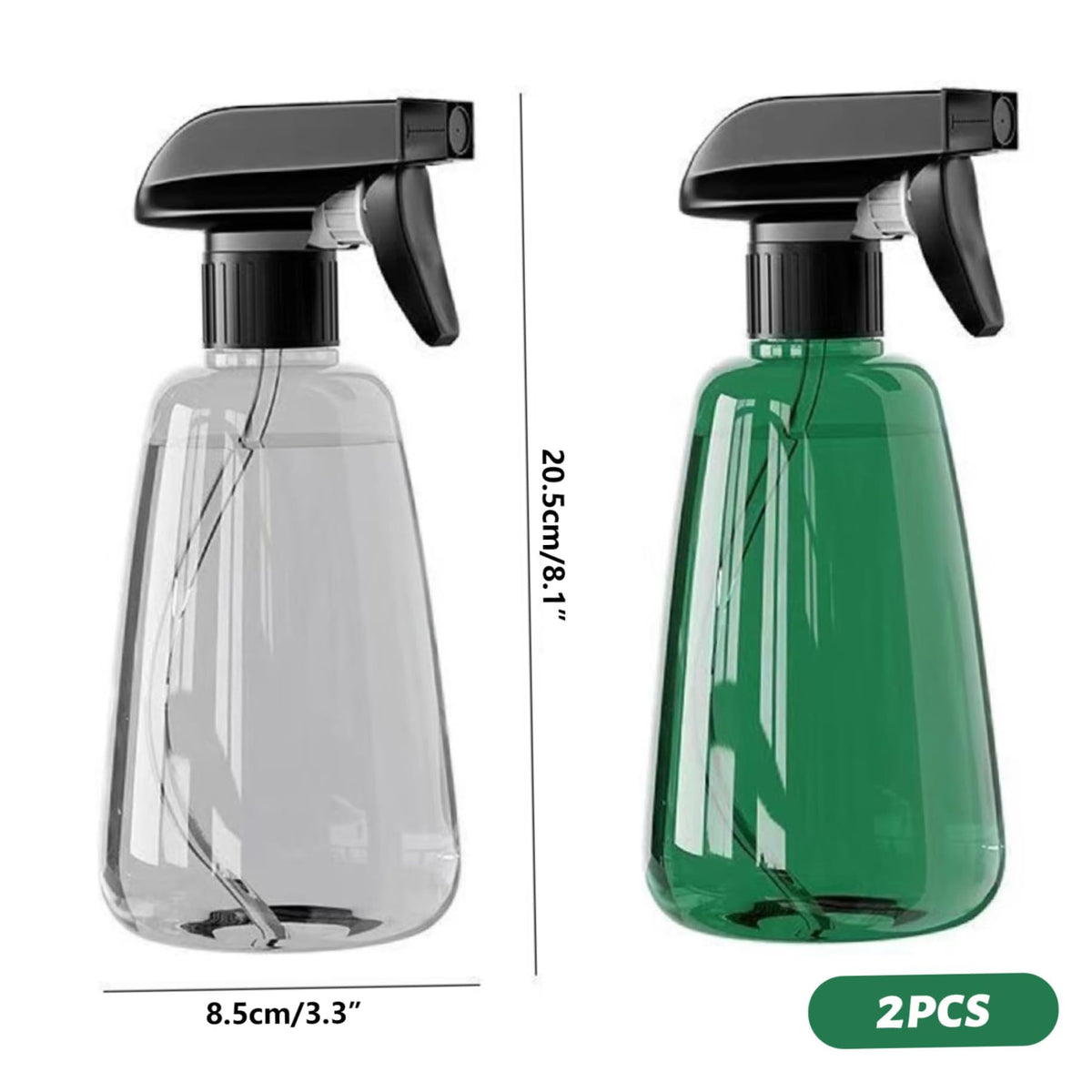 2 Pack Plant Spray Bottles, 17oz Clear Plastic Water Spray Bottle with 360° Adjustable Nozzle, Multi-Use Plant Mister for Garden, Kitchen, Salon and Home