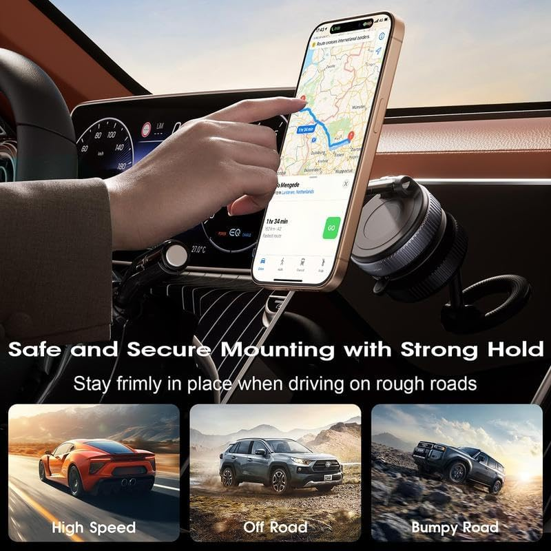 Magnetic Car Phone Mount ‚Äì Upgraded Vacuum Suction Holder, 360¬∞ Adjustable Dashboard & Windshield Bracket - Medaid International
