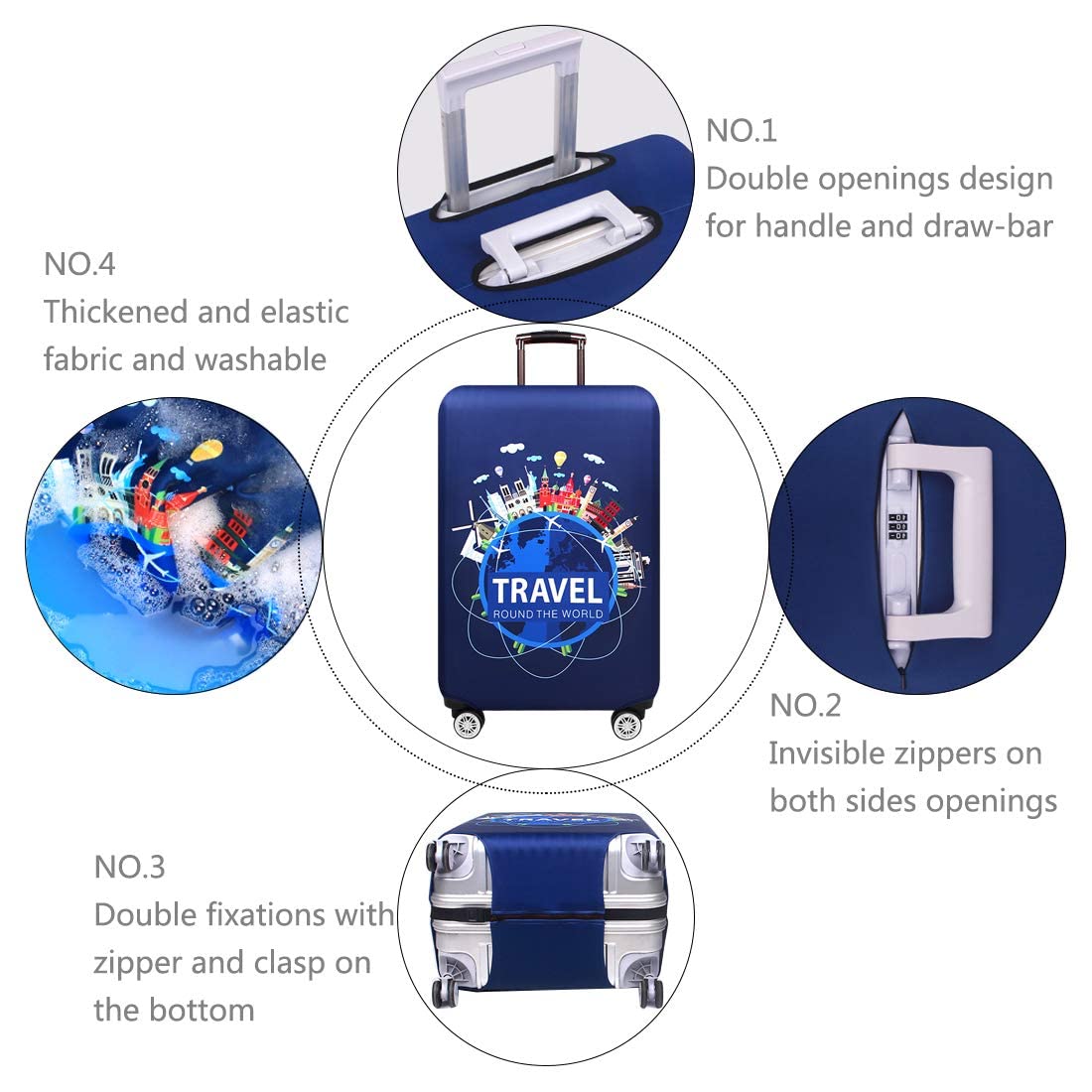 KASTWAVE Spandex Thickened Travel Luggage Cover - L, 25in - 28in