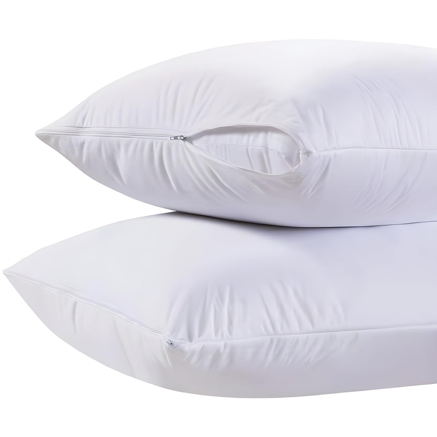 White Classic Luxury Hotel Collection Zippered Style Pillow Cover, 200 Thread Count, Soft Quiet Zippered Pillow Protectors, Standard Size, Set of 2 Pillow Shams - Medaid International