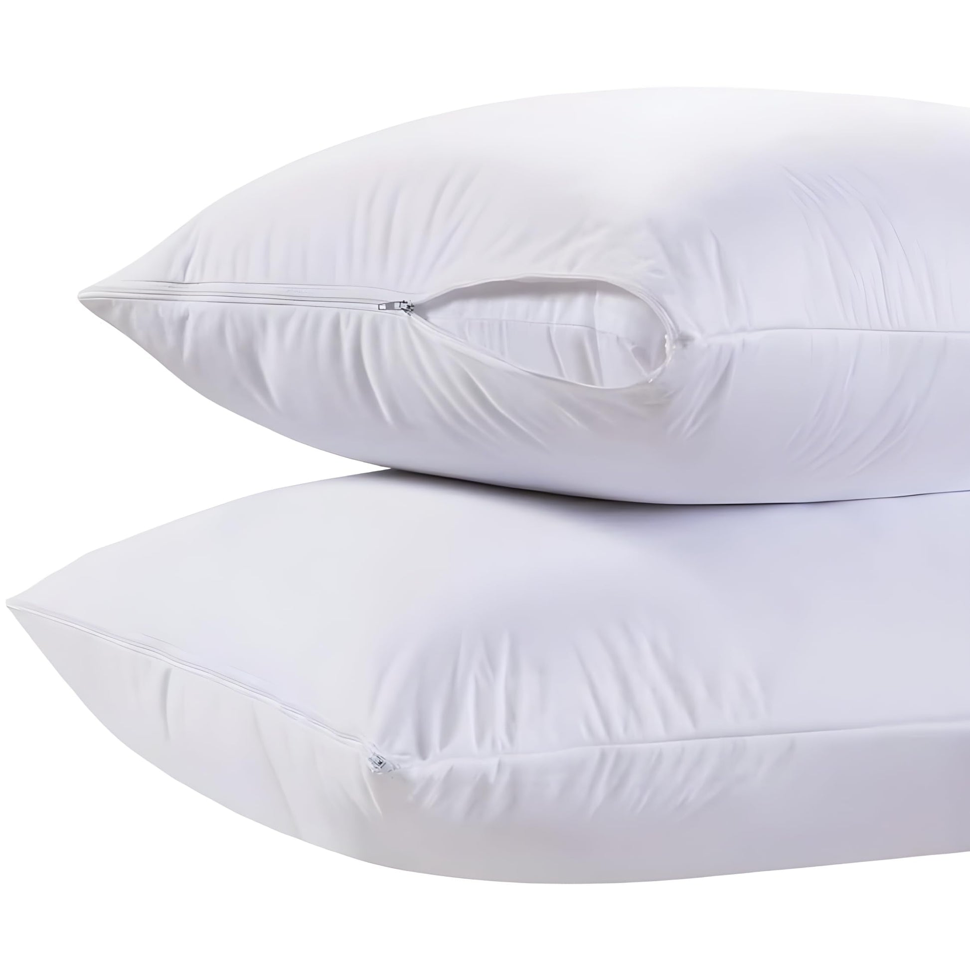 White Classic Luxury Hotel Collection Zippered Style Pillow Cover, 200 Thread Count, Soft Quiet Zippered Pillow Protectors, Standard Size, Set of 2 Pillow Shams - Medaid International