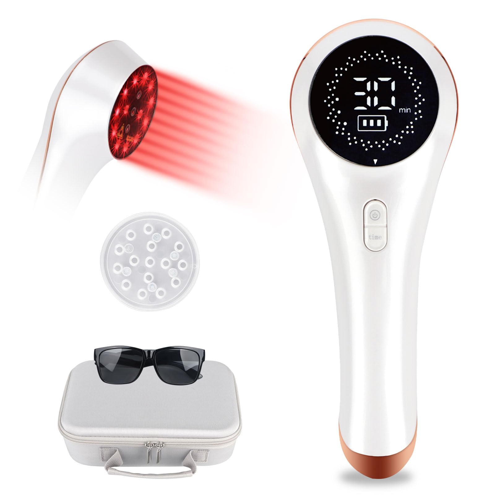 pinfriy 13*650nm & 3*808nm Handheld LLLT Cold Laser Therapy Device for Human & Pets, Infrared Light Therapy for Neck Back Wrist Shoulder, Joint and Muscles Pain Relief with Protective Magnetic Cover - Medaid International