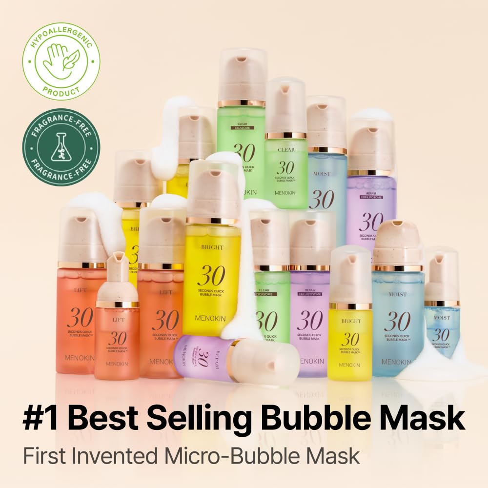 MENOKIN 30 Seconds Quick Bubble Mask [REPAIR] - [EGF Liposome] in Micro-bubbles for Skin Restoration, Hypoallergenic Bubble Capsule for Deep Repair, Korean Skin Care Essential, 70 Uses, fl.oz - Medaid International