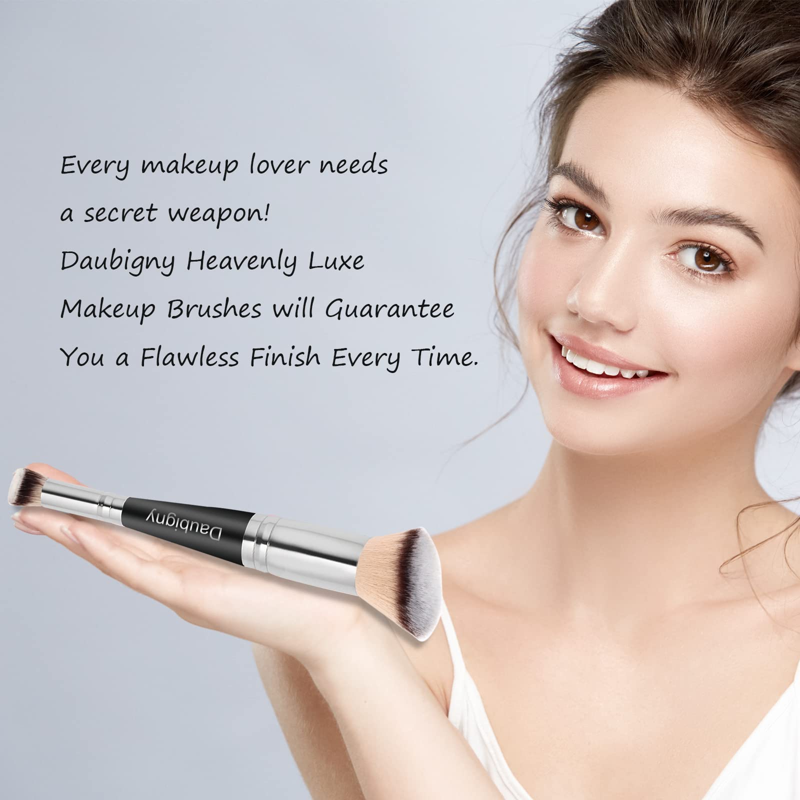 Daubigny Makeup Brushes Dual-ended Foundation Brush Concealer Brush Perfect for Any Look Premium Luxe Hair Rounded Taperd Flawless Brush Ideal for Liquid, Cream, Powder,Blending,Concealer(Angled) - Medaid International