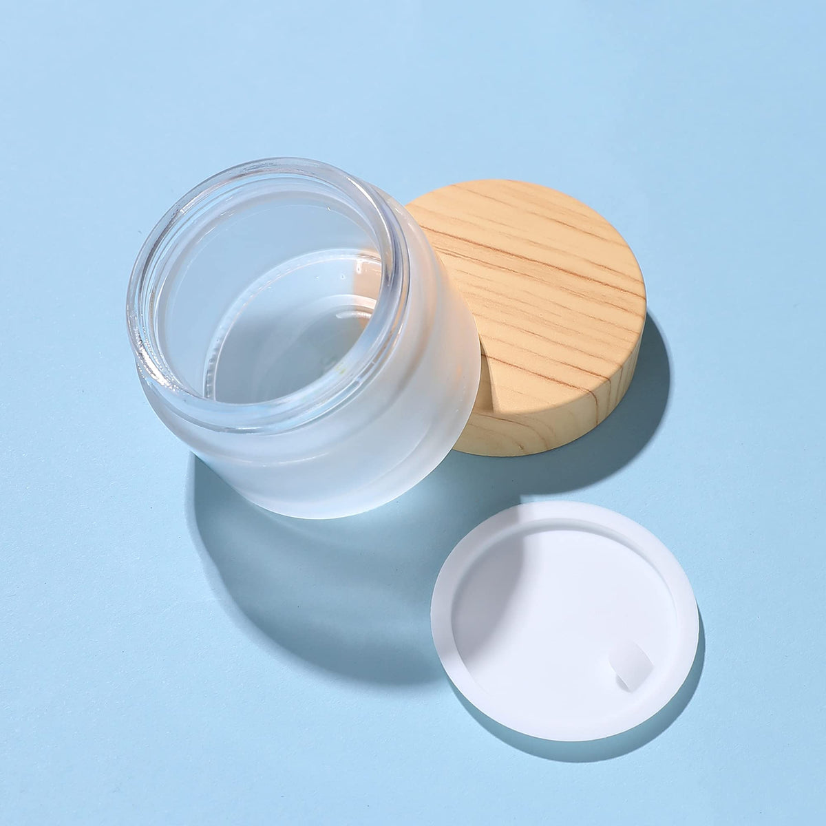 TERRIFI Cosmetic Containers, 10ML Frosted Glass Jars with Leakproof Lids for Makeup, Lip Scrub, Balm, Lotions, Eye Creams & DIY Samples (8 Pack)