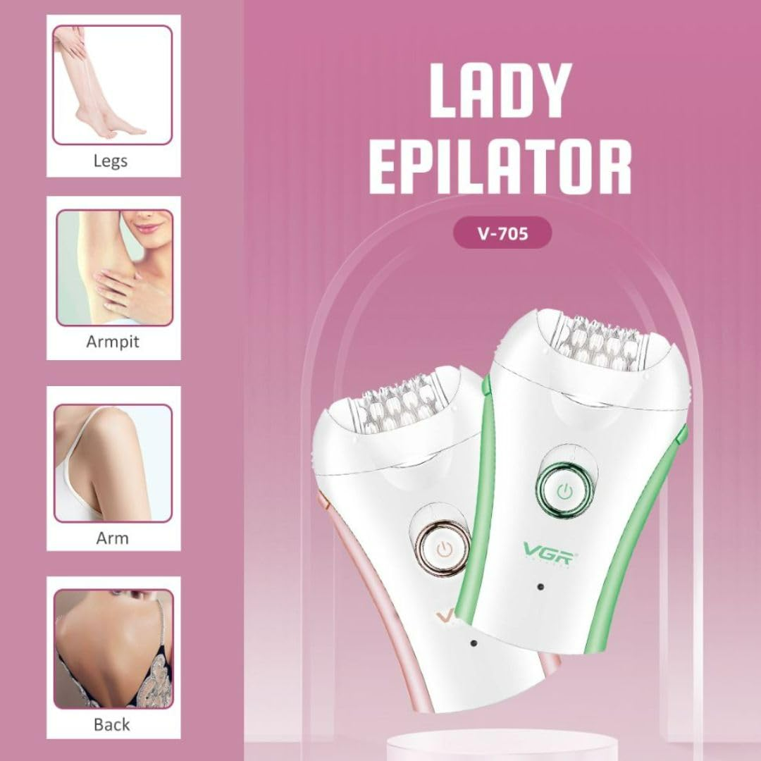 VGR Compact Professional Cordless Women Epilator for different body areas for gentle hair removal V705 - Medaid International
