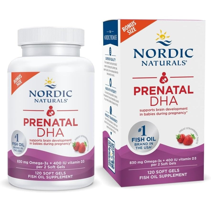 Nordic Naturals Prenatal DHA, Unflavored - 90 Soft Gels - 830 mg Omega-3 + 400 IU Vitamin D3 - Supports Brain Development in Babies During Pregnancy & Lactation - Non-GMO - 45 Servings - Medaid International