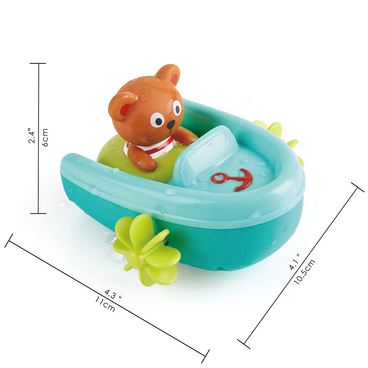 Hape Hape, Tubing Pull Back Boat, Bath Toys, Multicolor, Ages 18 months up