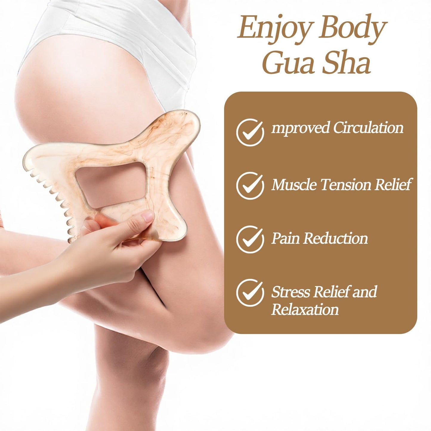 APLZGMG Amber Resin Gua Sha Body Tool, Large Guasha Tool for Face, Back, Legs - Efficient Gua Sha Facial Tools for Relaxation and Body Shaping - Medaid International