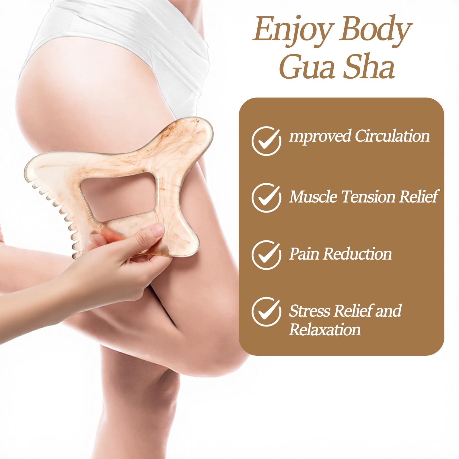 APLZGMG Amber Resin Gua Sha Body Tool, Large Guasha Tool for Face, Back, Legs - Efficient Gua Sha Facial Tools for Relaxation and Body Shaping - Medaid International