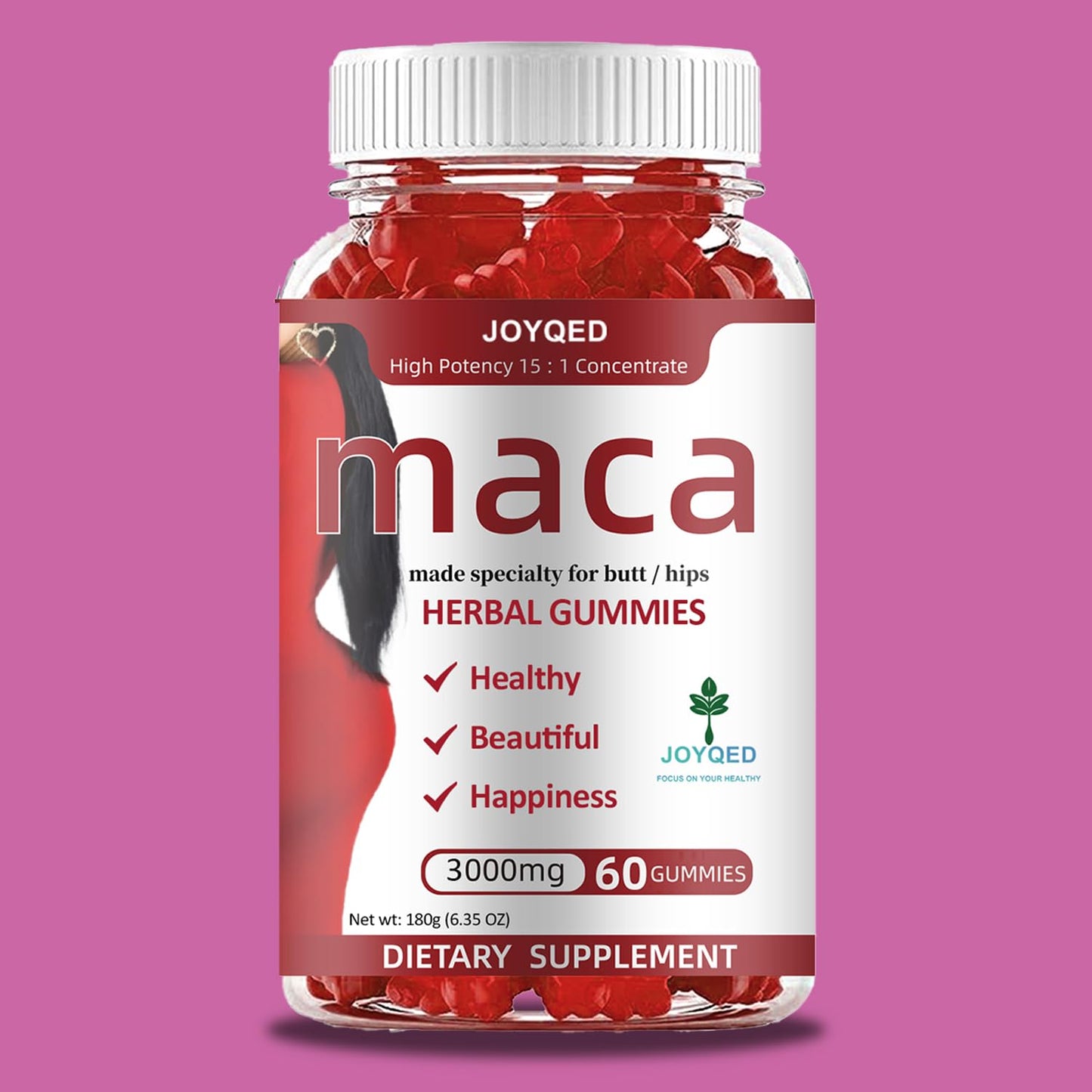 1 Bottle Maca Root Gummies 3000mg for Women with Black Maca, Fenugreek, Magnesium for Natural Energy, Mood & Immune Support Hormone Balance Herbal Supplements-Berry Flavor, 60 Gummies, 30-Day Serving - Medaid International
