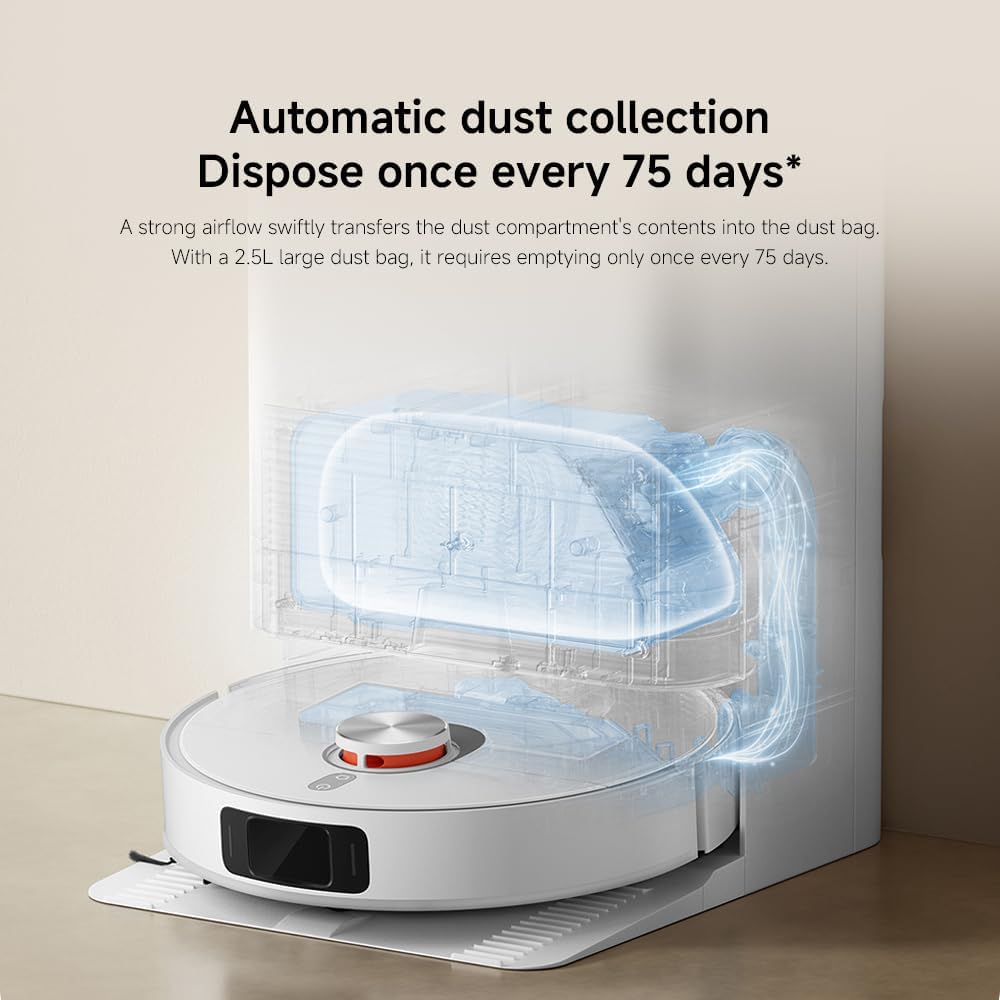 Xiaomi Robot Vacuum X20 Pro with 7000Pa Suction power, All-in-One Station, Auto Mop washing, Hot air drying, Auto dust collection, Carpet Detection, LDS Navigation, 160min Runtime, App & Voice Control