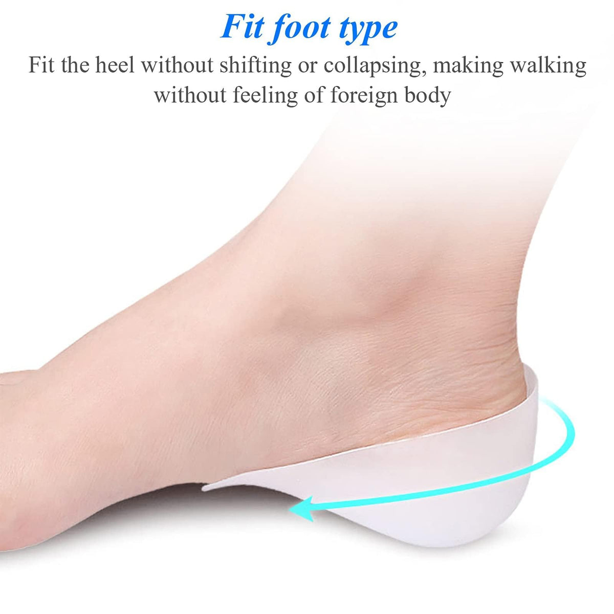 TERRIFI Silicone Heel Lift Insoles 3 Pairs, Unisex Height Increase Inserts for Men and Women, Soft Gel Shoe Heel Pads for Daily Wear, White