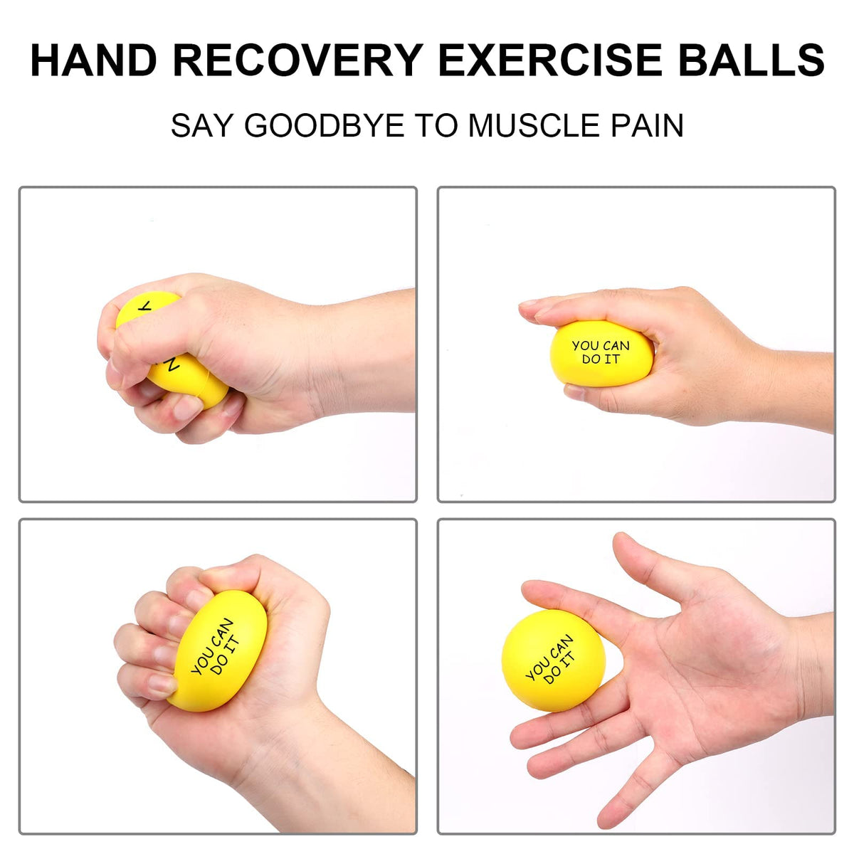 Motivational Stress Balls for Adults & Teens - PU Foam Squeeze Balls for Anxiety, Anger Management, Hand Exercise - 6.3cm, Pack of 5