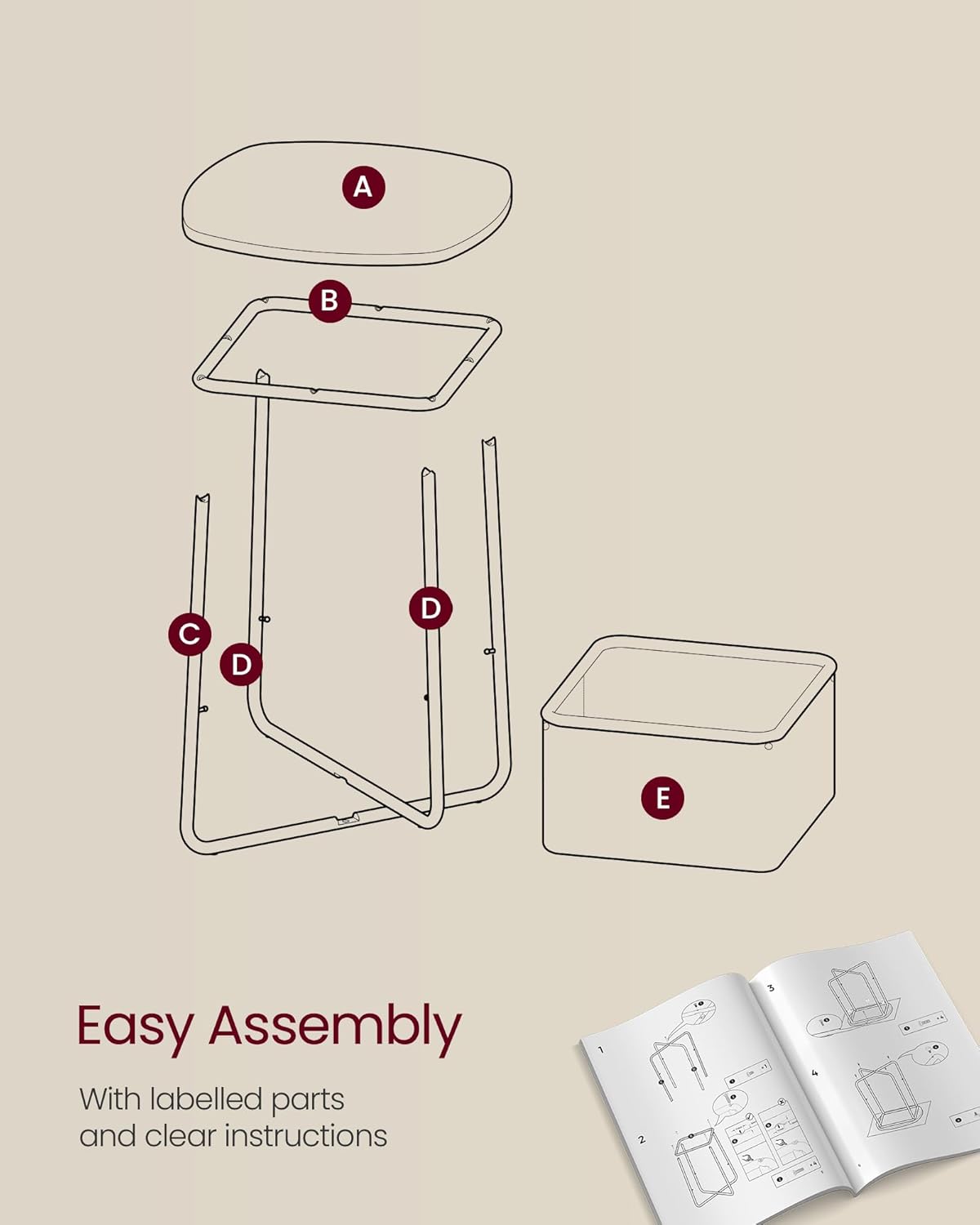 VASAGLE Side Table (LET229W10)