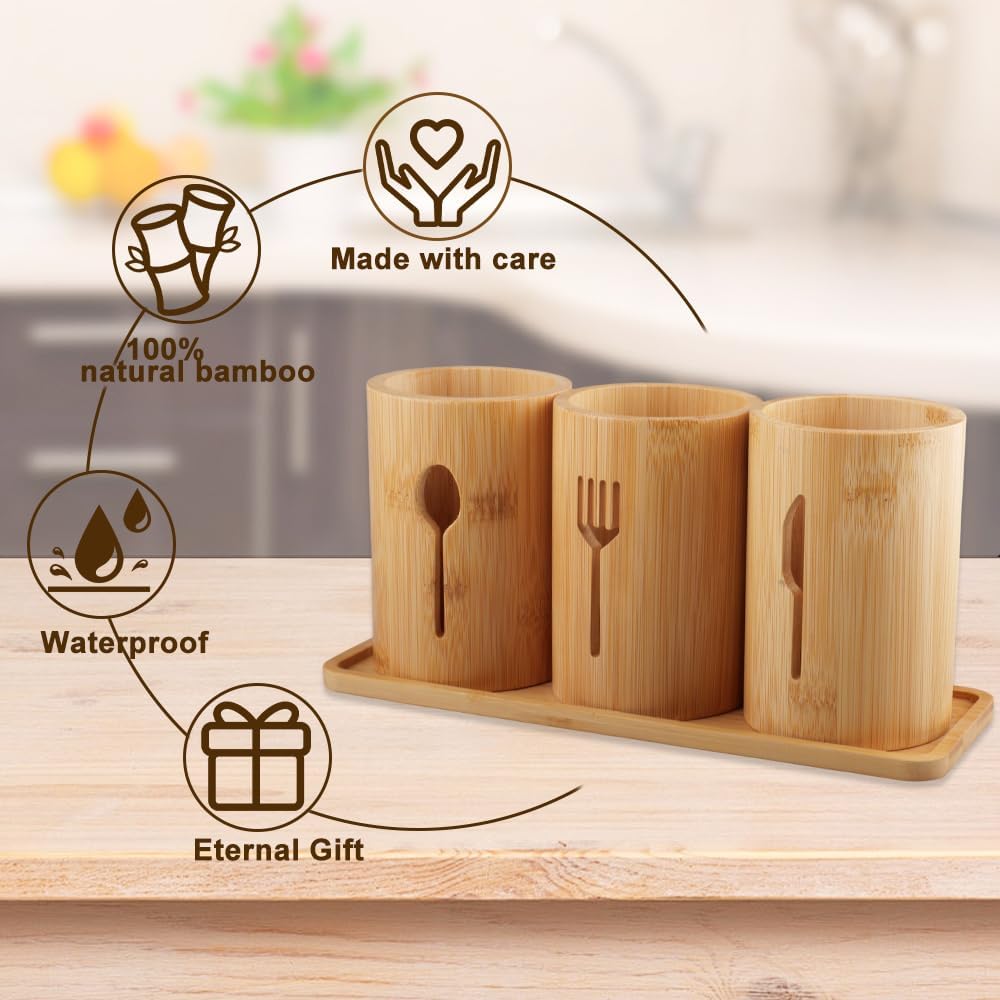 Bamboo Kitchen Utensils Holder