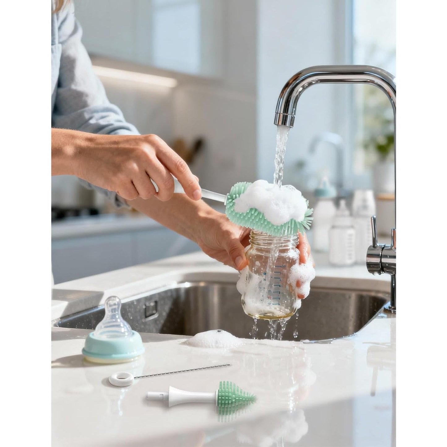 Momcozy Innovative Push-Press Design Bottle Brush Kit
