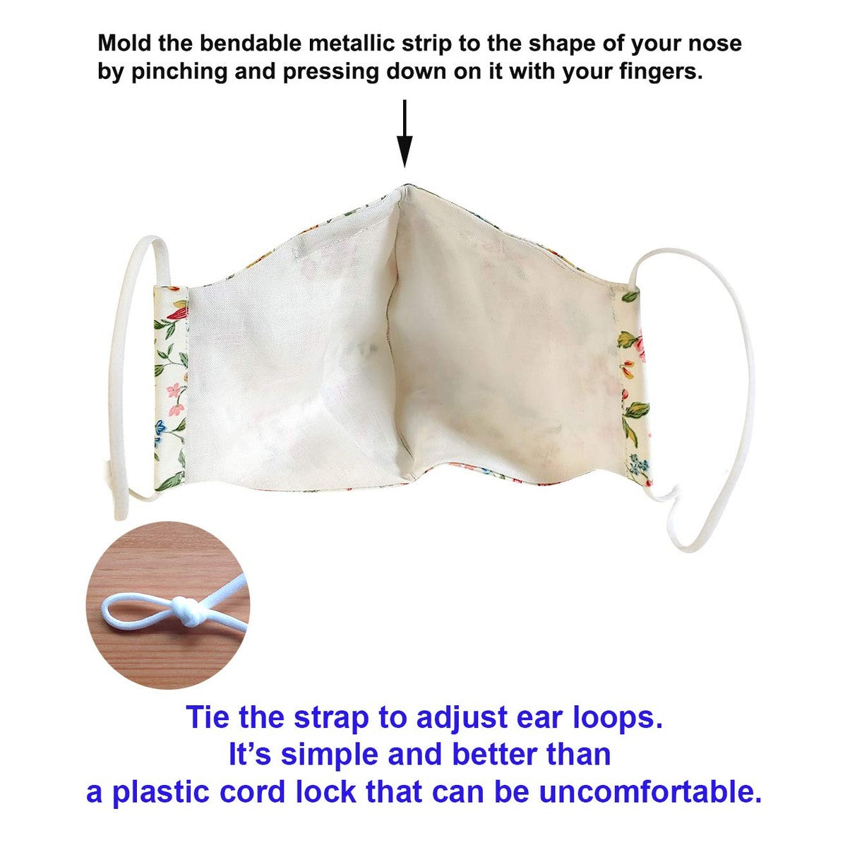 100% Cotton Korean Reusable Washable Adjustable Metal Strip Face Mouth Mask 2 Pack Double Layer Anti-Dust Fashion Outdoor Cloth Cover (Red Flower L) - Medaid International