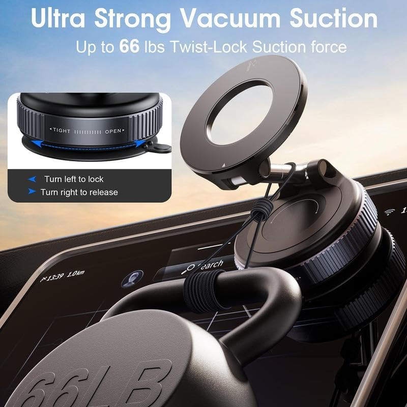 Magnetic Car Phone Mount ‚Äì Upgraded Vacuum Suction Holder, 360¬∞ Adjustable Dashboard & Windshield Bracket - Medaid International