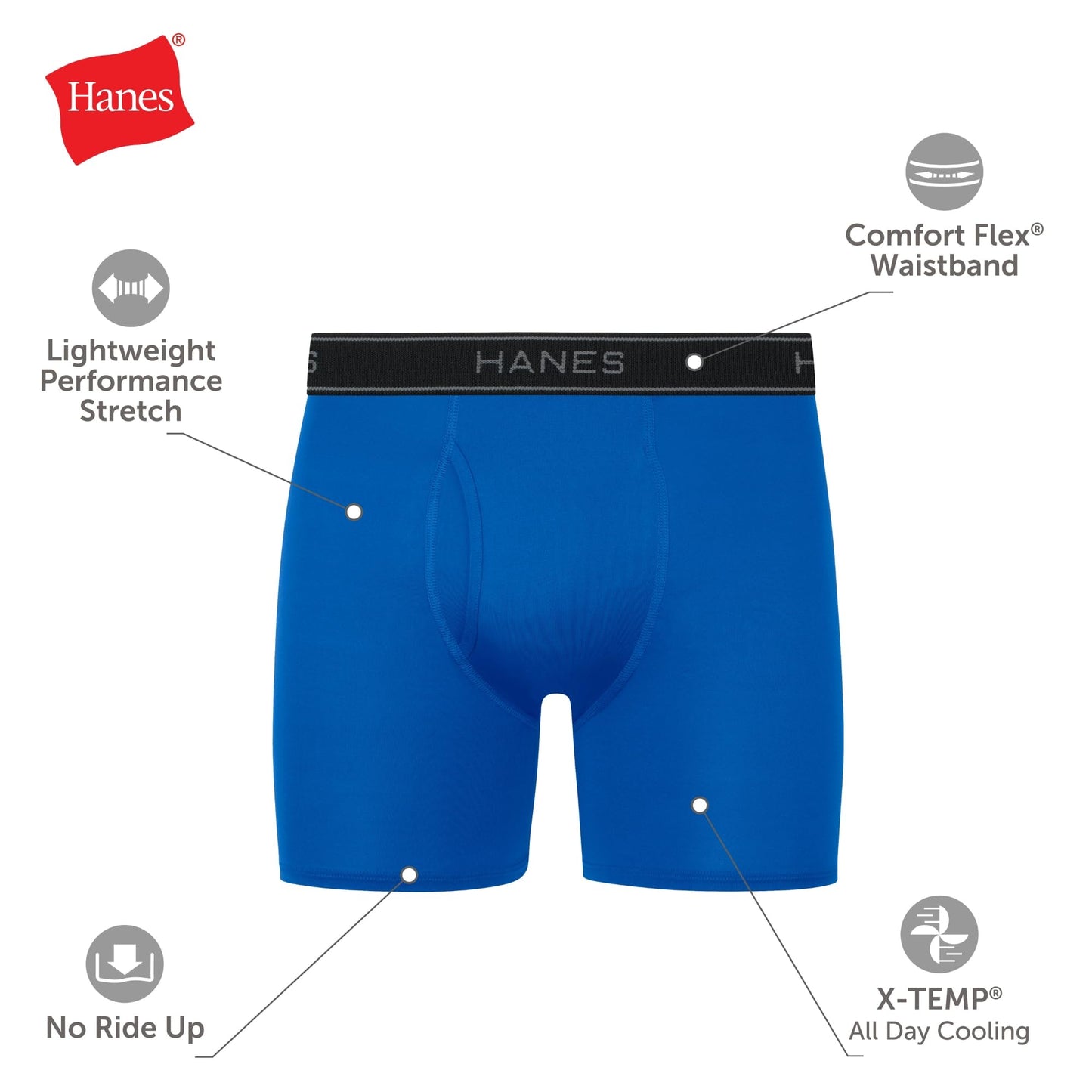Hanes Men's Value Performance Stretch Boxer Brief Underwear, Moisture-Wicking, 6-Pack - Medaid International