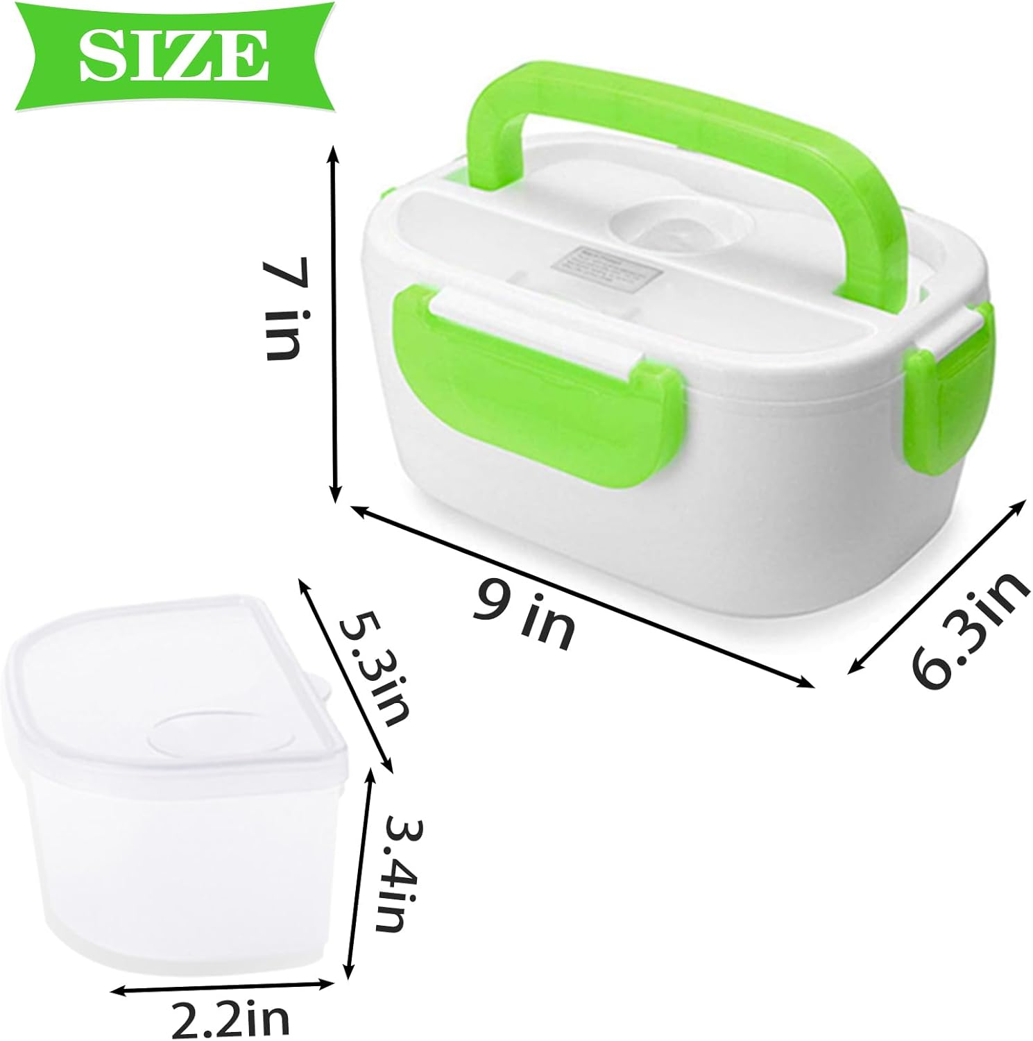 Electric Lunch Box ‚Äì Portable Food Warmer for Work & Travel - Green - Medaid International
