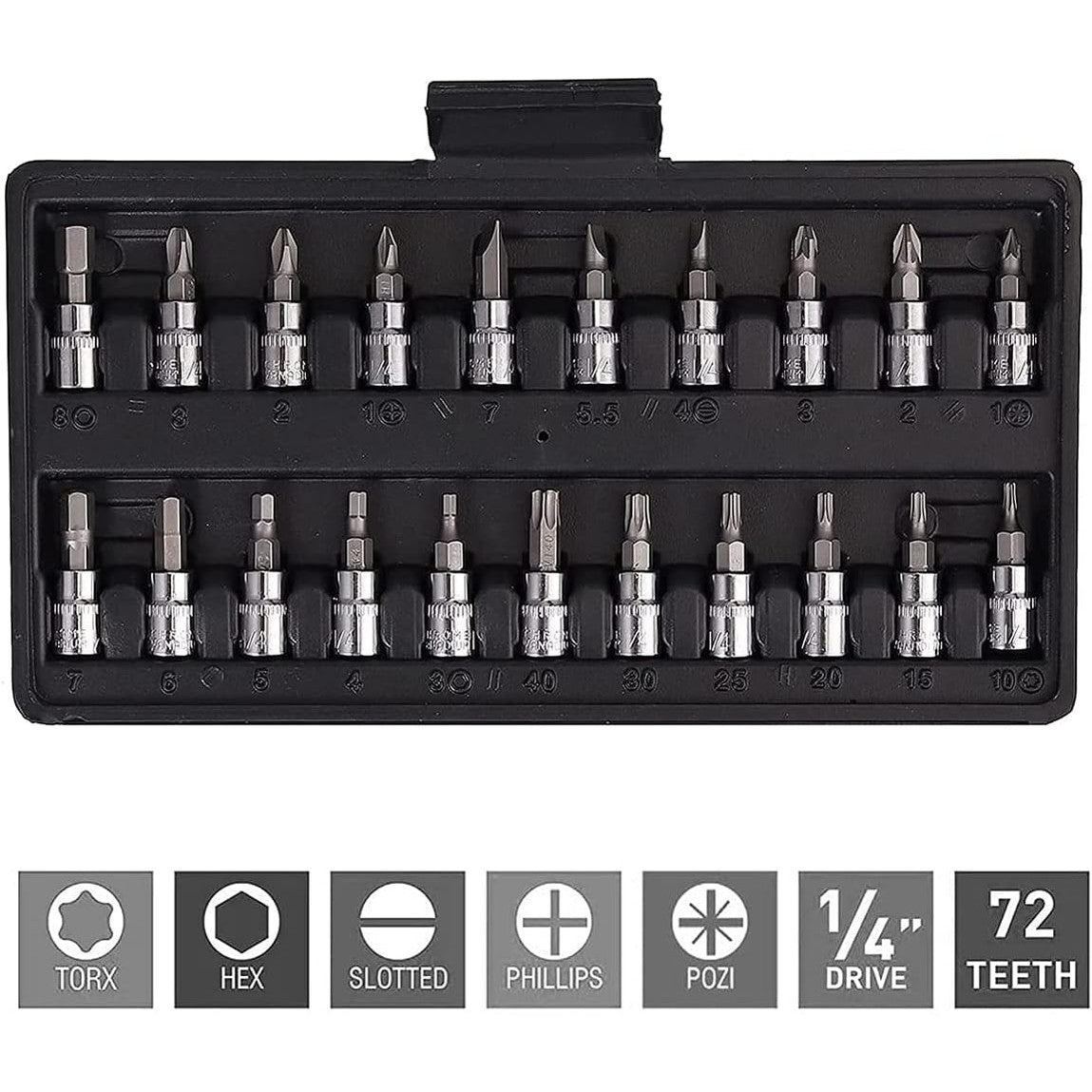 46 Pieces Ratchet Set Metric Tool Kit 1/4 Inch Wrench Handle Tool Set