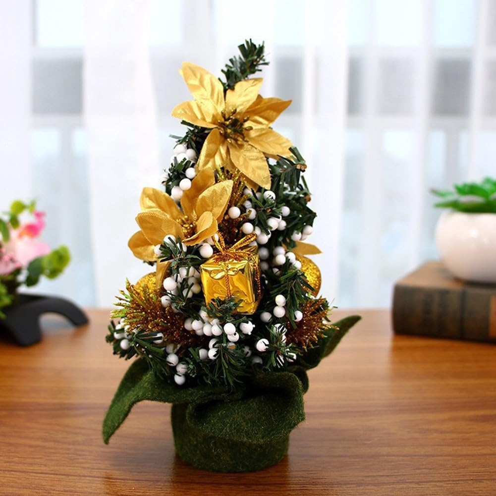 20cm Mini Christmas Tree Ornaments for Table Decorations, Small Artificial Christmas Tree with PVC and Cloth Material, 65g Weight Holiday Decoration - Medaid International