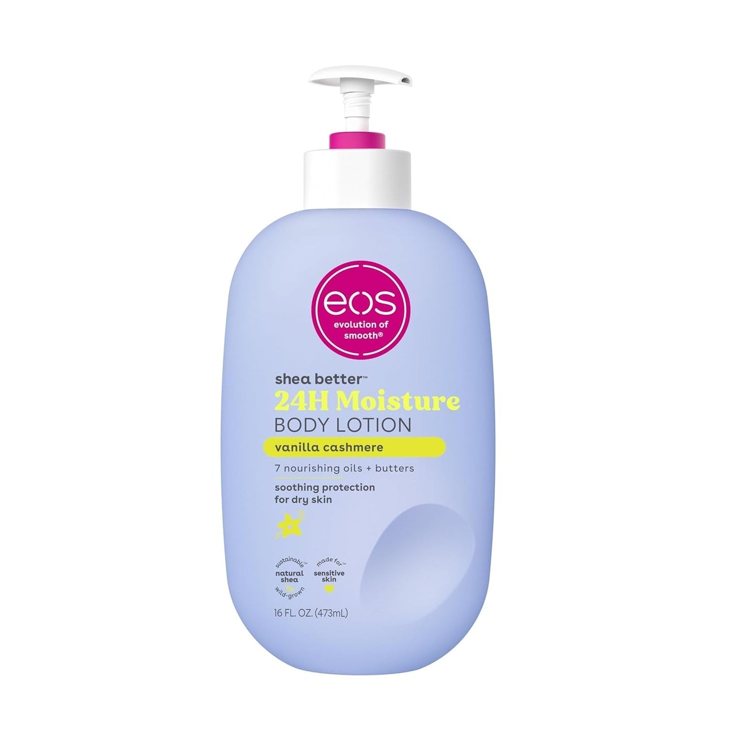 eos Shea Better Body Lotion- Vanilla Cashmere, 24-Hour Moisture Skin Care, Lightweight & Non-Greasy, Made with Natural Shea, Vegan, 16 fl oz - Medaid International