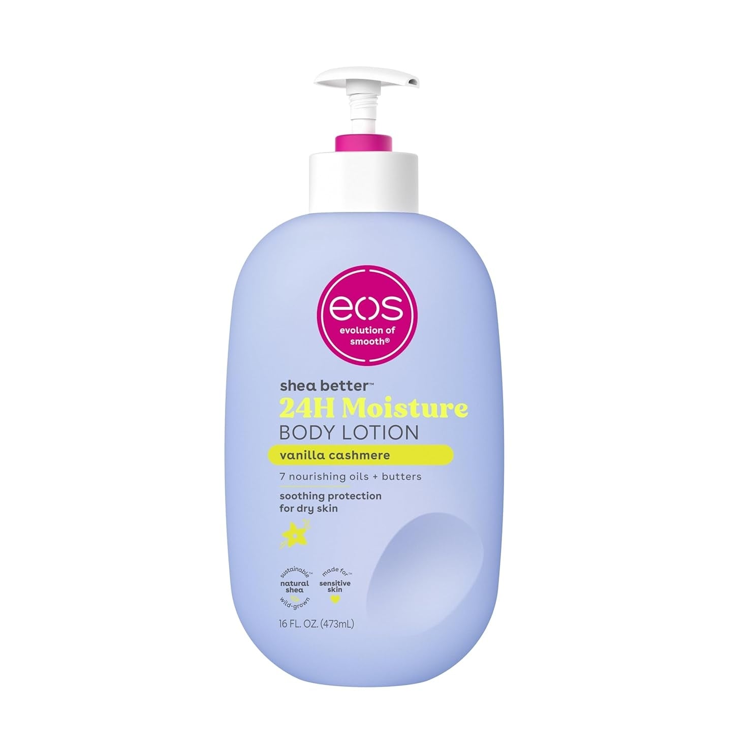 eos Shea Better Body Lotion- Vanilla Cashmere, 24-Hour Moisture Skin Care, Lightweight & Non-Greasy, Made with Natural Shea, Vegan, 16 fl oz - Medaid International