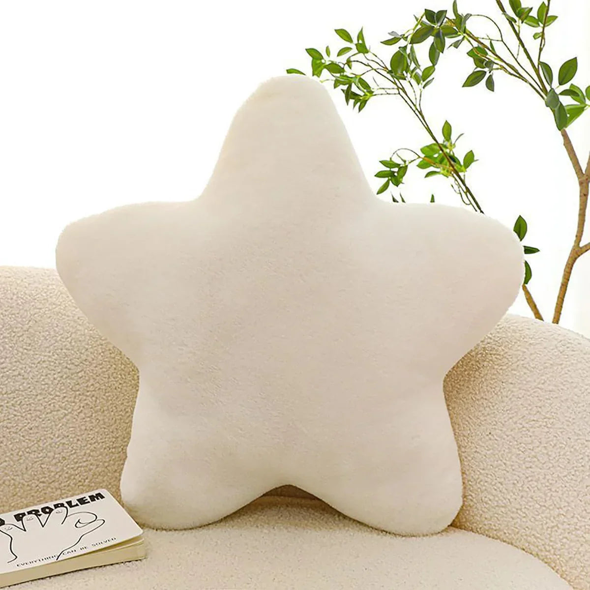 Miila - Star Pillow - White Soft Plush Cushion - Nursery Decor