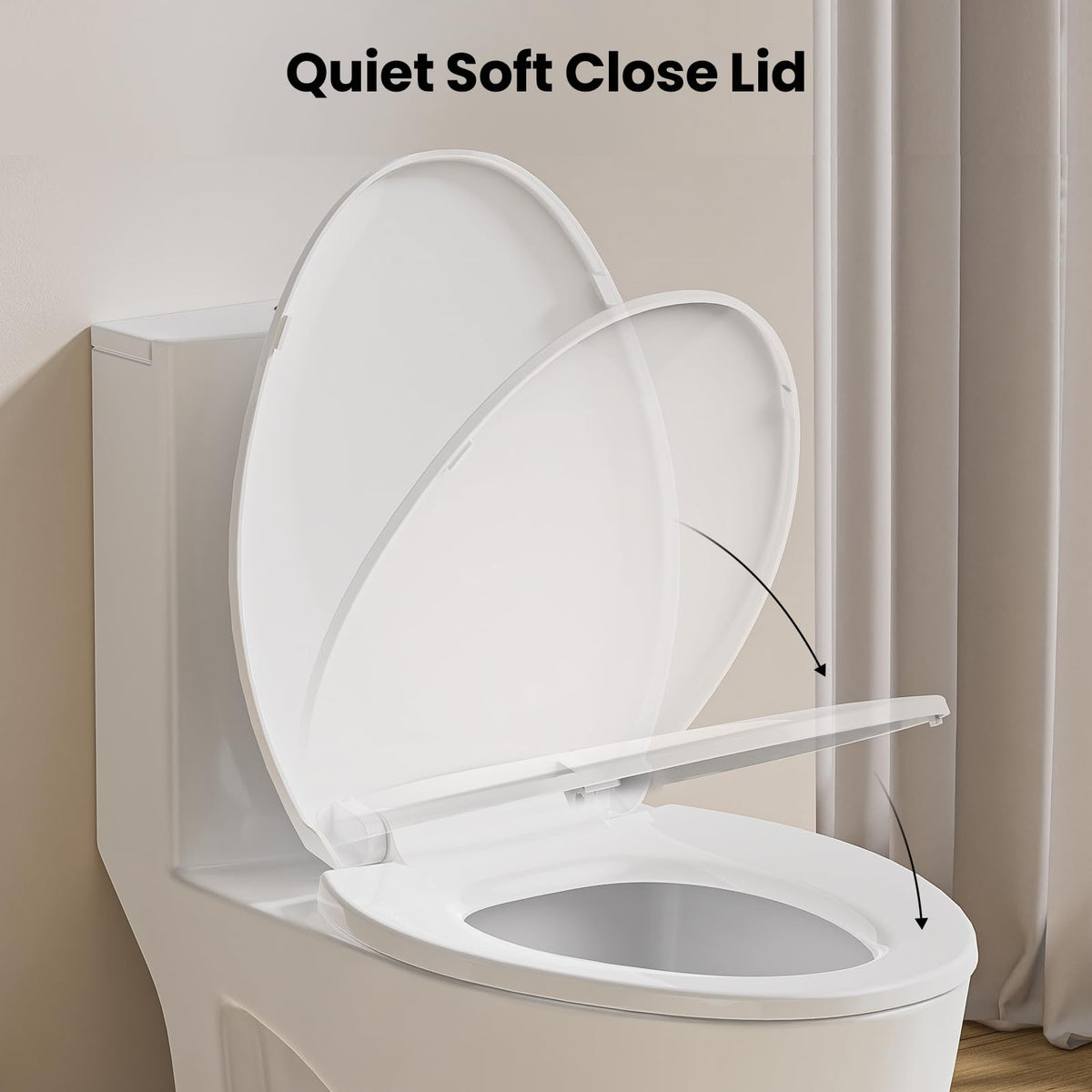 JOMOO Toilet Seat, Slow Close Removable PP Toilet Seat Cover, Quick-Release Hinges with Grip-Tight Bumpers, Easy Clean, Ergonomic Comfort Toilet Seat Lid (V Shape)