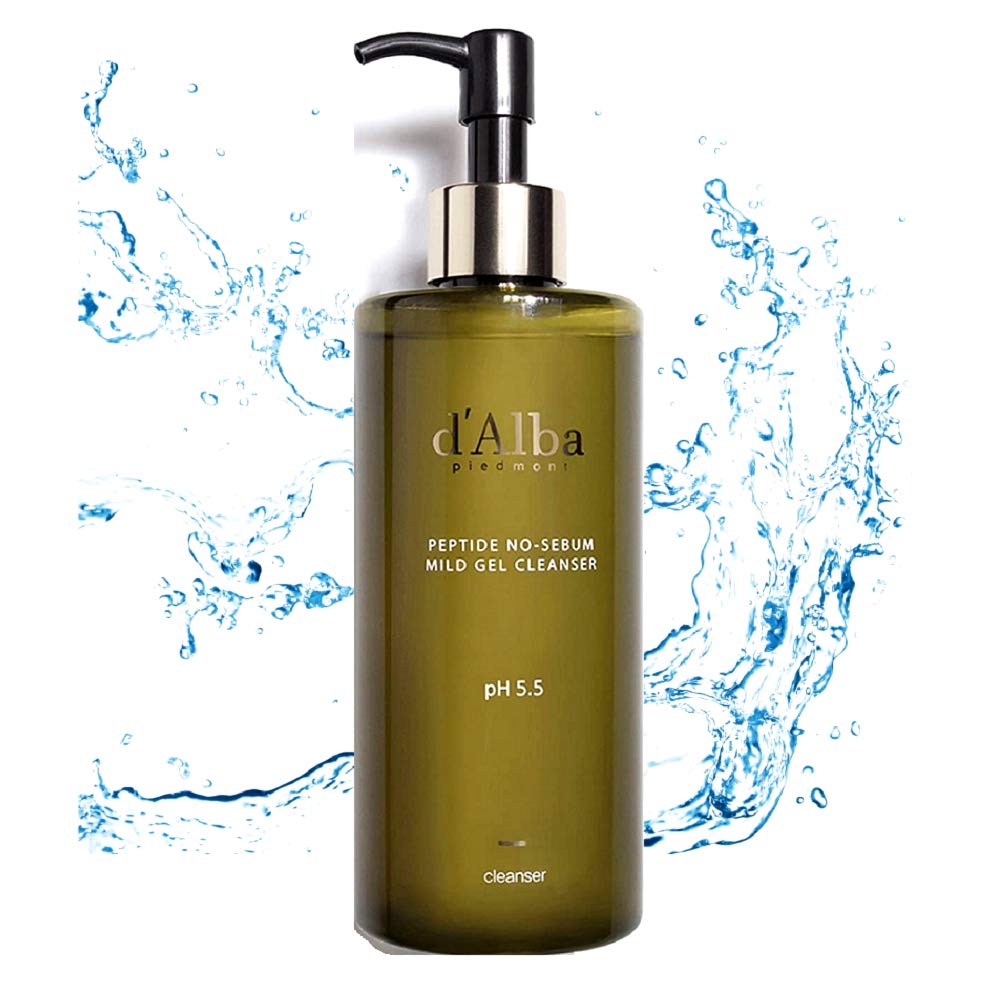 D'Alba Peptide No-Sebum Mild Gel Cleanser Korean Face Wash pH balancing for sensitive and dry skin White Truffle Ingredients - Medaid International