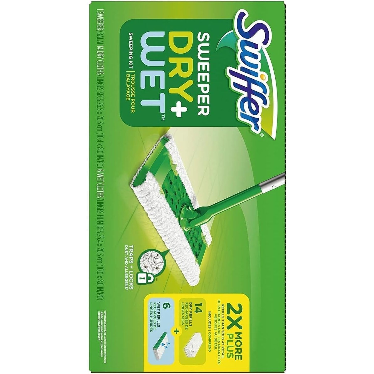 Swiffer Sweeper Dry + Wet sweeping Kit (1 Sweeper, 14 Dry Cloths, 6 Wet Cloths) - Medaid International