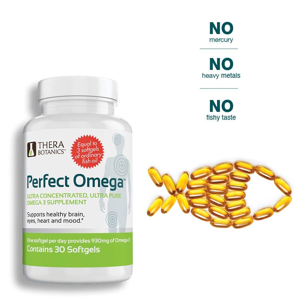 Therabotanics Perfect Omega Fish Oil Supplement EPA & DHA – High Absorption, Concentrated Omega 3 for Heart, Brain, Eye, & Metabolic Health - Alaskan Fish Oil Softgels - 30 Count (Pack of 1) - Medaid International