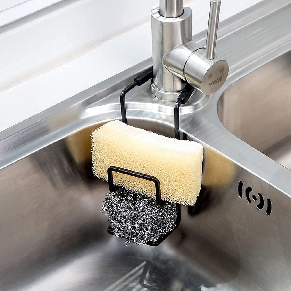 TERRIFI Sink Sink Sponge Holder, Faucet Rack Shower Tray, Kitchen and Bathroom Metal Organizer Hanging Fix Around Faucet(Set of 2)