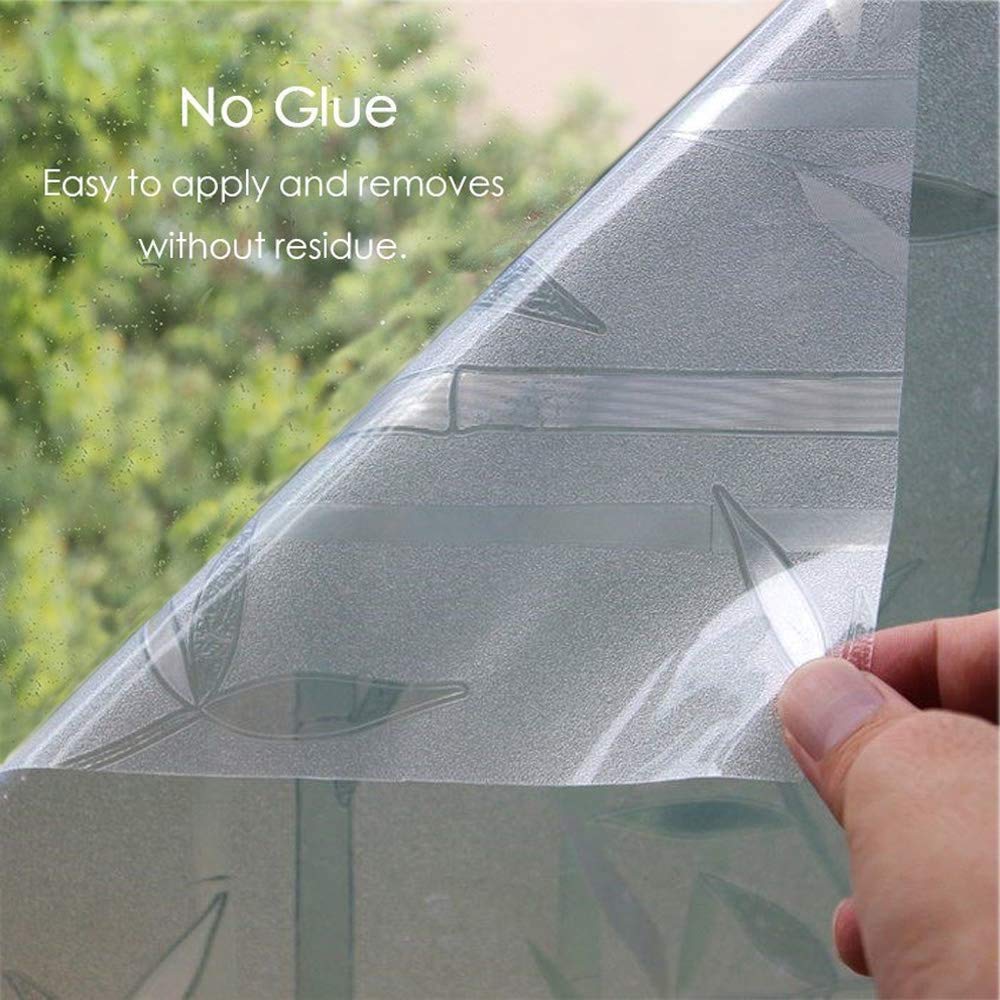 Niviy Bamboo Privacy Film - Frosted Window Sticker, Decorative Cling, Non-Adhesive Removable Glass Coverings for Bathroom, Kitchen, Office - 17.7 x 118 Inches - Medaid International