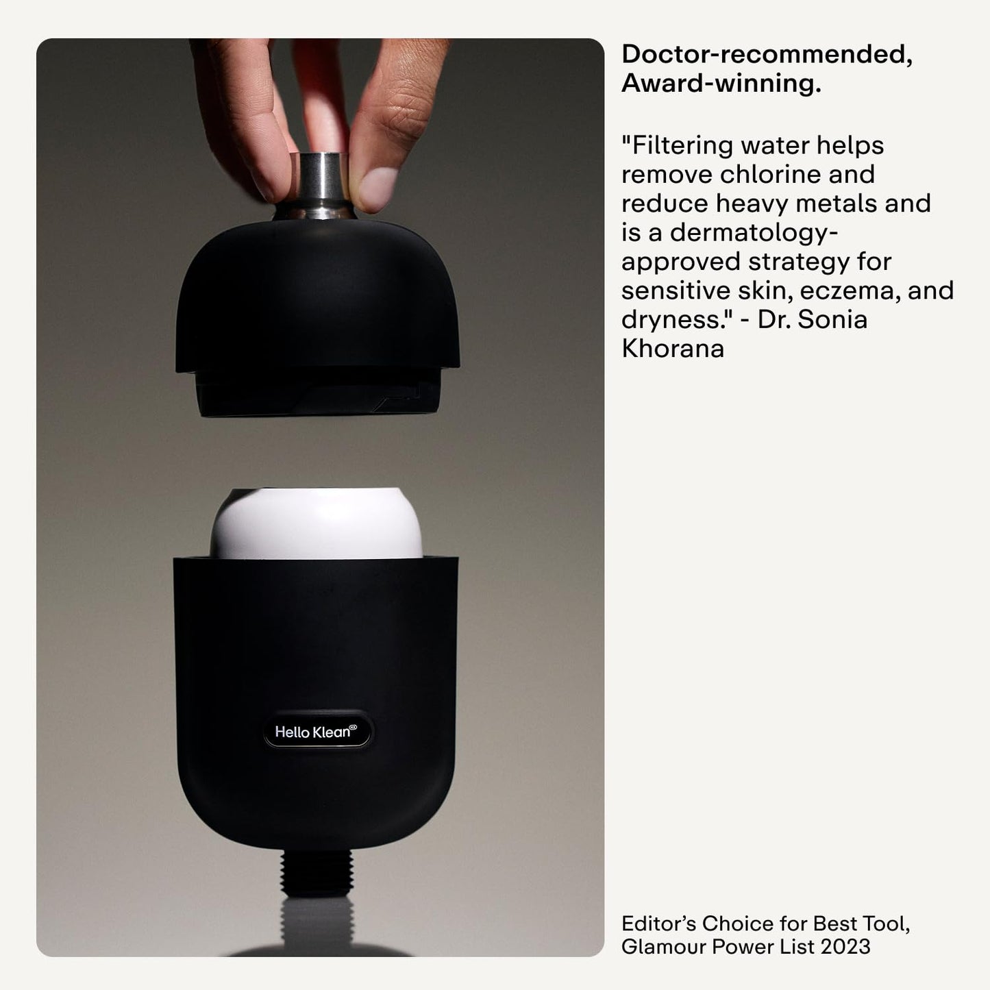 Hello Klean Shower Filter in Chrome - Filter Unwanted Metals, Chlorine & Impurities Found in Shower Water - Improves Quality of Skin & Hair - Quick Easy Install For In-Line & Electric Shower