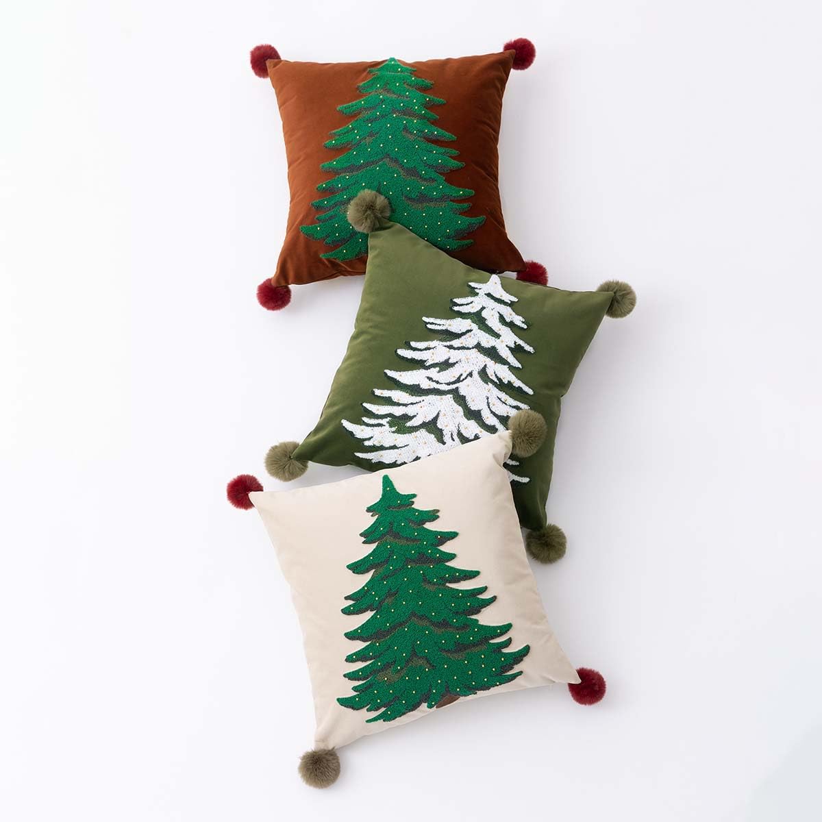 MOCOFO Red Pillowcase 18x18'' Embroidered Christmas Tree Pillow Cover - Festive Long Sofa and Bedside Cushion Cover Décor Cover ONLY - Medaid International