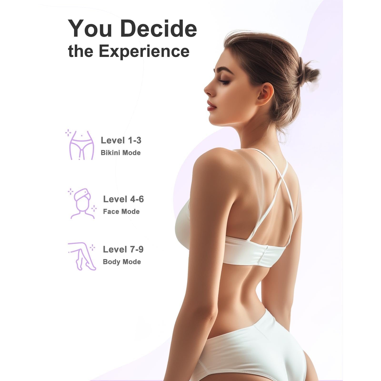 LYSMOSKI IPL Laser Hair Removal Device with Sapphire Ice-Cooling Technology for Women & Men, Painless & Long-Lasting Hair Remover for Full Body Use at Home, Safe on Face, Bikini Line, Armpits, Purple - Medaid International