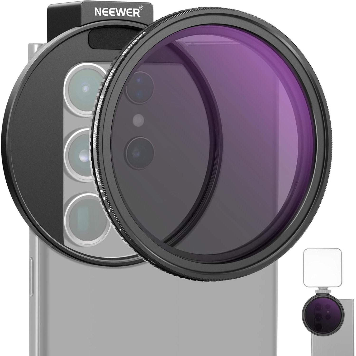 NEEWER 67mm Clip On VPhone Lens Filter Kit with ring