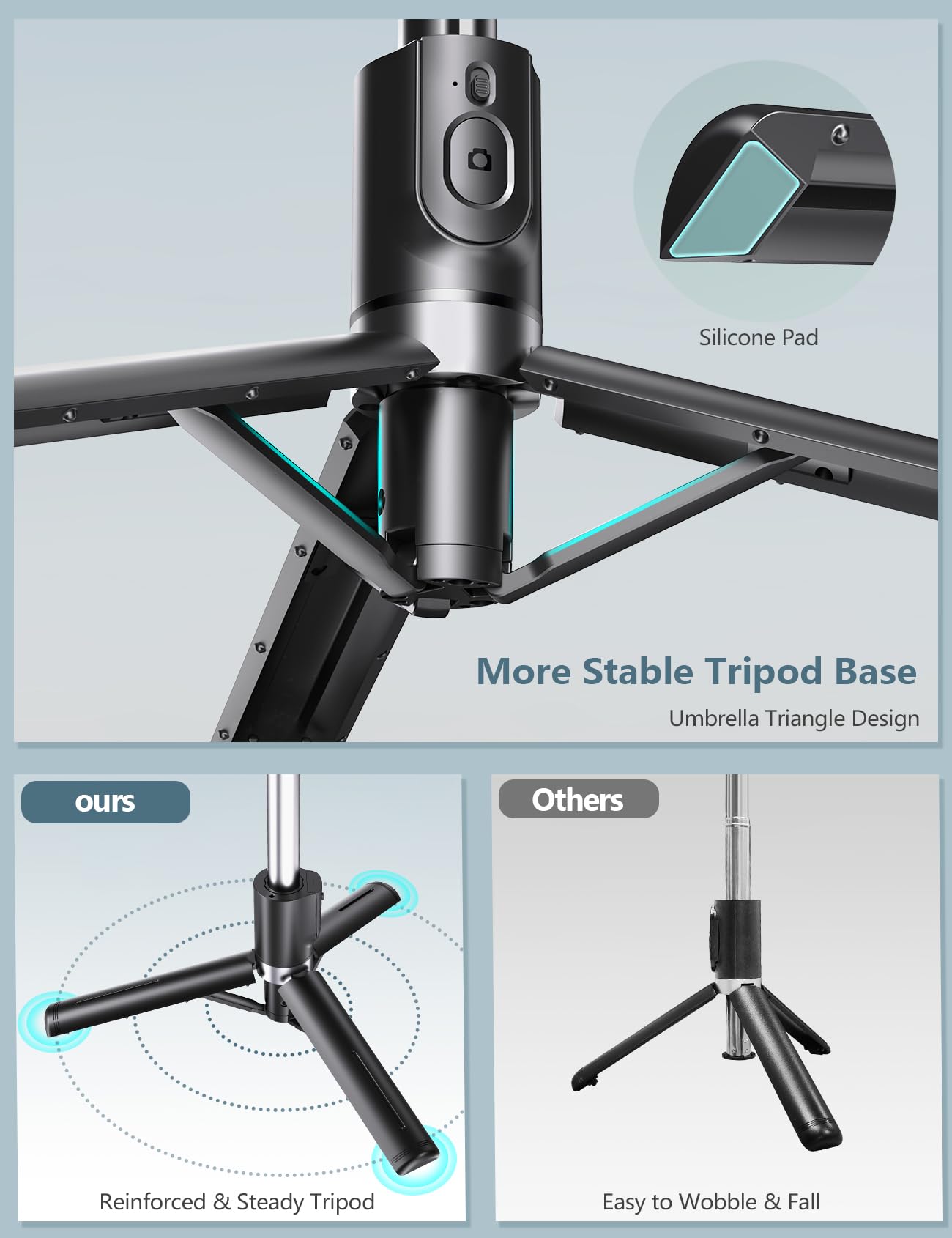 Selfie Stick Tripod with Light, 45'' Selfie Stick with Wireless Remote, Portable Phone Tripod Compatible with iPhone 16/15 Pro Max/15/14 Pro/14/13, Samsung S22/ S23 Ultra/Android Smartphone - Medaid International