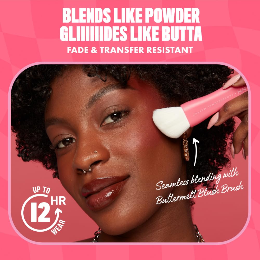NYX PROFESSIONAL MAKEUP Buttermelt Powder Blush, Fade and Transfer-Resistant Blush, Up to 12HR Make Up Wear, Vegan Formula - U Know Butta - Medaid International