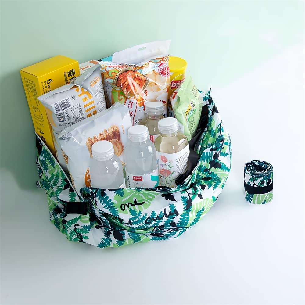TERRIFI 2-Pcs Reusable Recycling Grocery Bags with Handles, Foldable Washable Shopping Bags, Waterproof Large Capacity Shopping Tote Bag