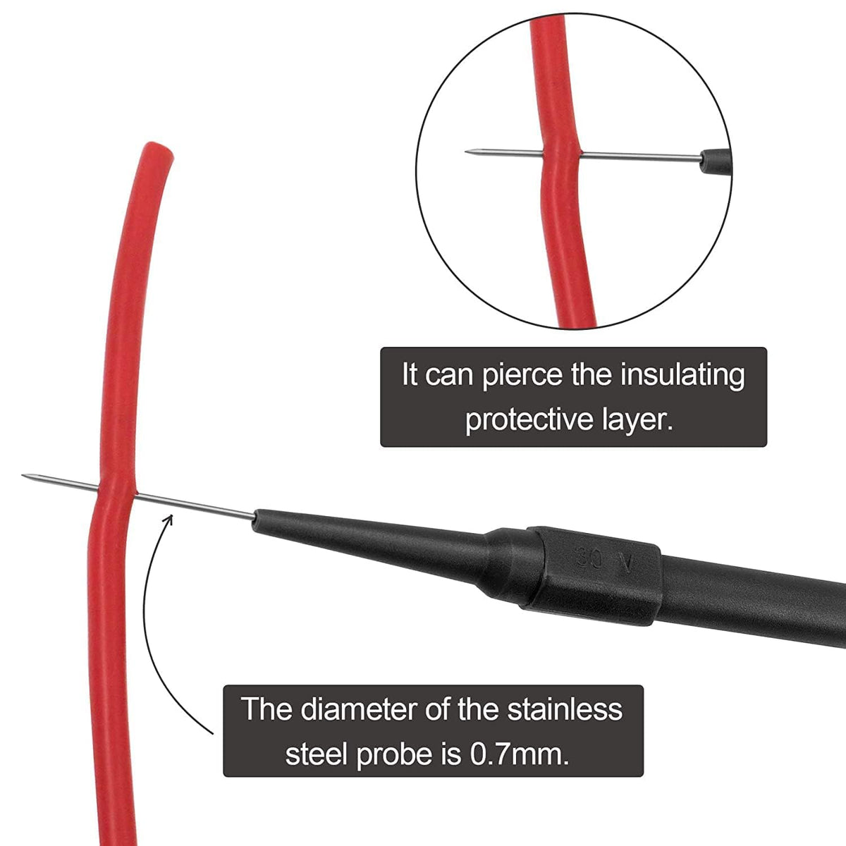 TERRIFI 10 Pack Auto Repair Test Probe, Back Probe kit,Test Leads Probes 4mm Banana Plug,utomotive Diagnostic Test Accessories Repair Tools Needle 0.7mm (Red and Black)